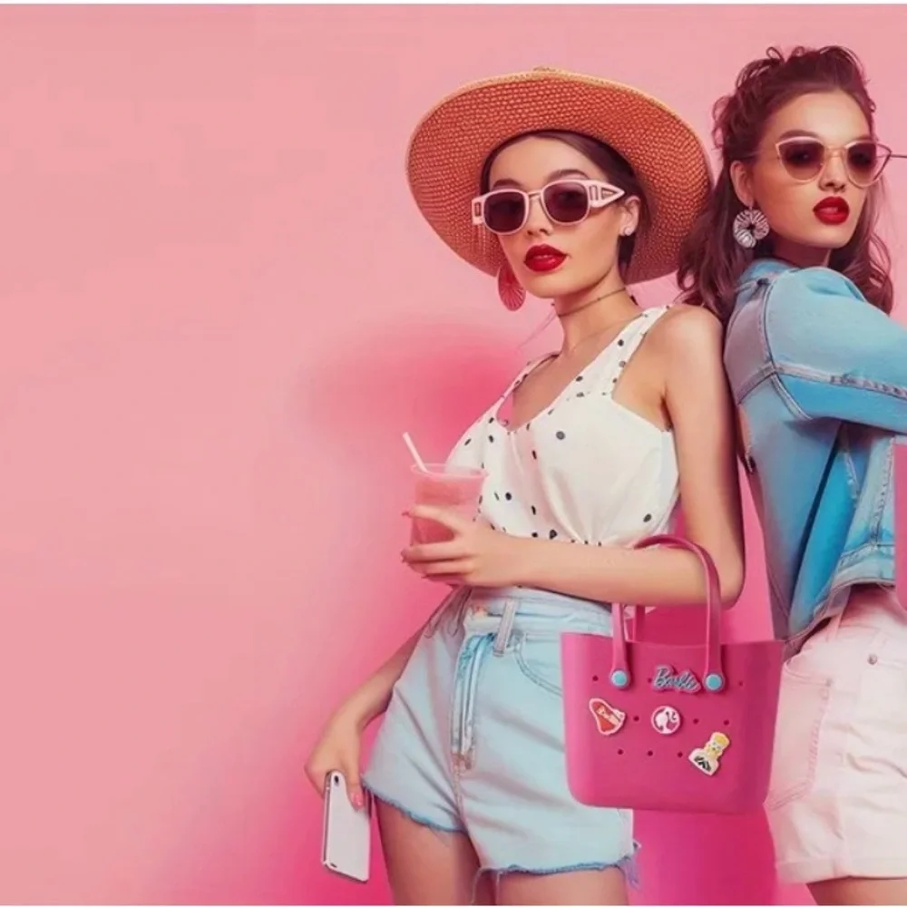 NWT MINISO Barbie Croc Tote bag! Adorable! Barbie embilishments - Picture 7 of 7